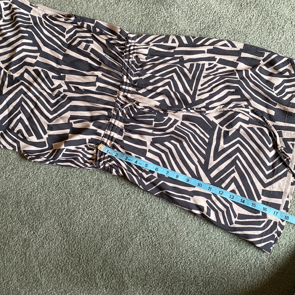 Blue & White Geometric Lined Pattern Dress - image 4